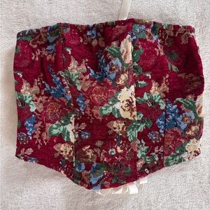 Floral Red Lace Up Corset